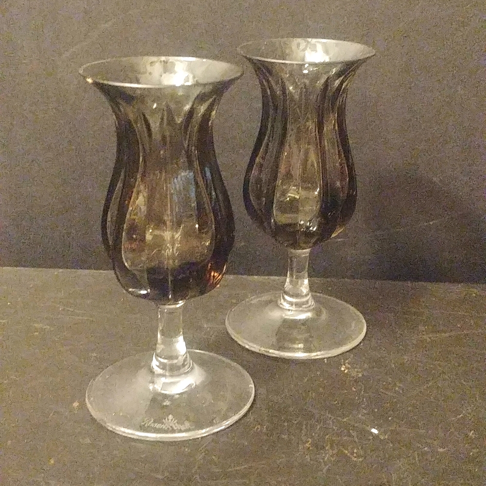 Rosenthal Signed Smoky Glass Shop Cordial Glasses set 2